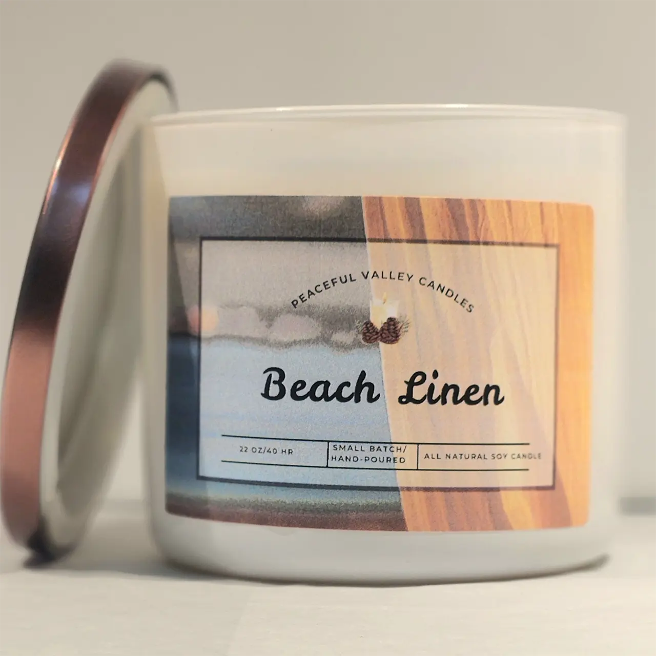 Beach Linen candle by Peaceful Valley Candle Co.