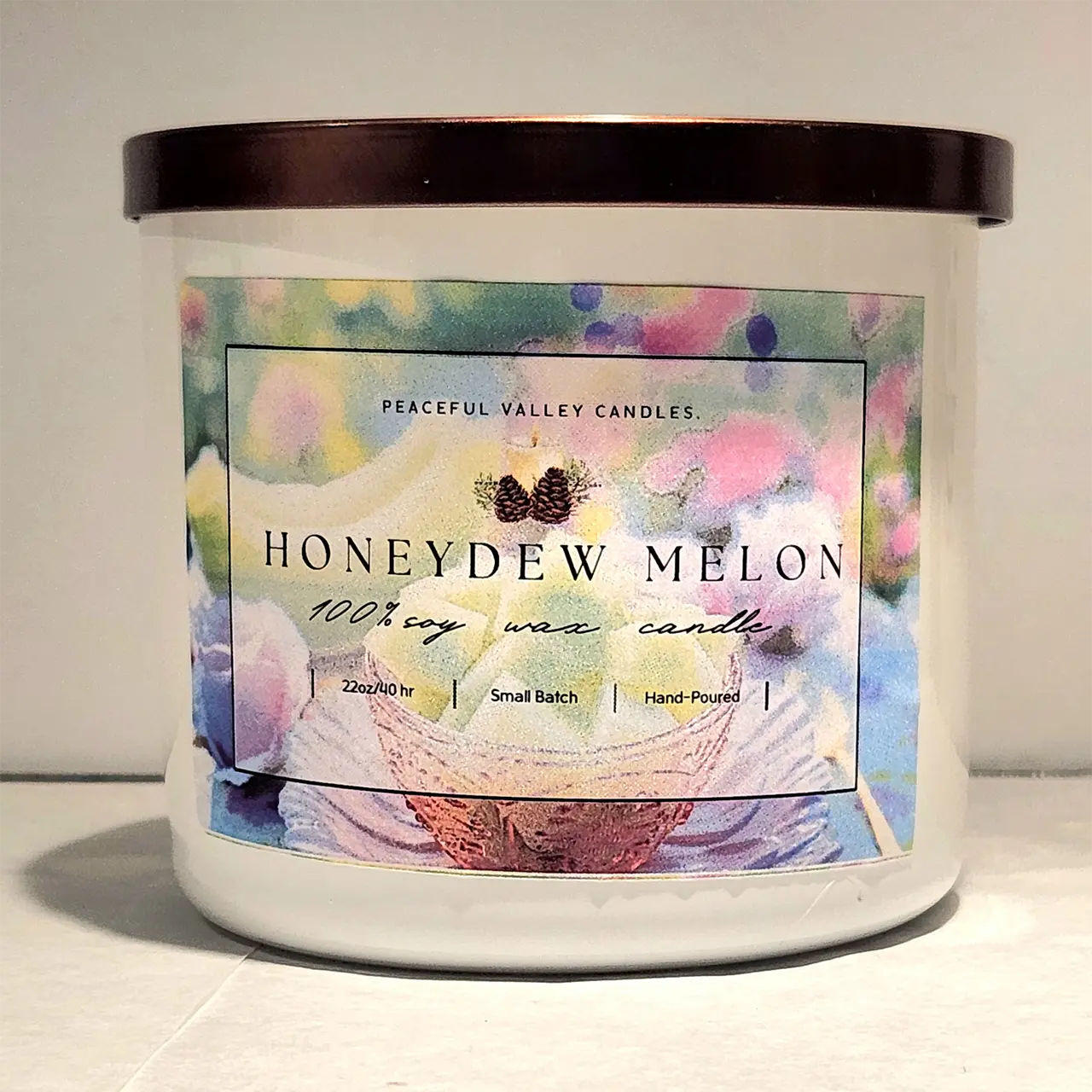 Honeydew Melon candle by Peaceful Valley Candle Co.